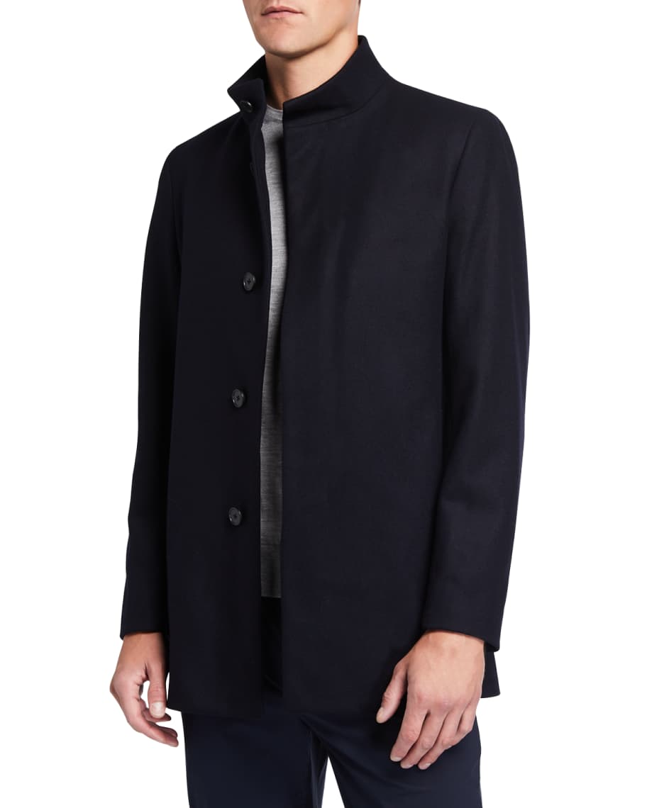 Theory Men's Christopher Modus Melton-Wool Topcoat | Neiman Marcus