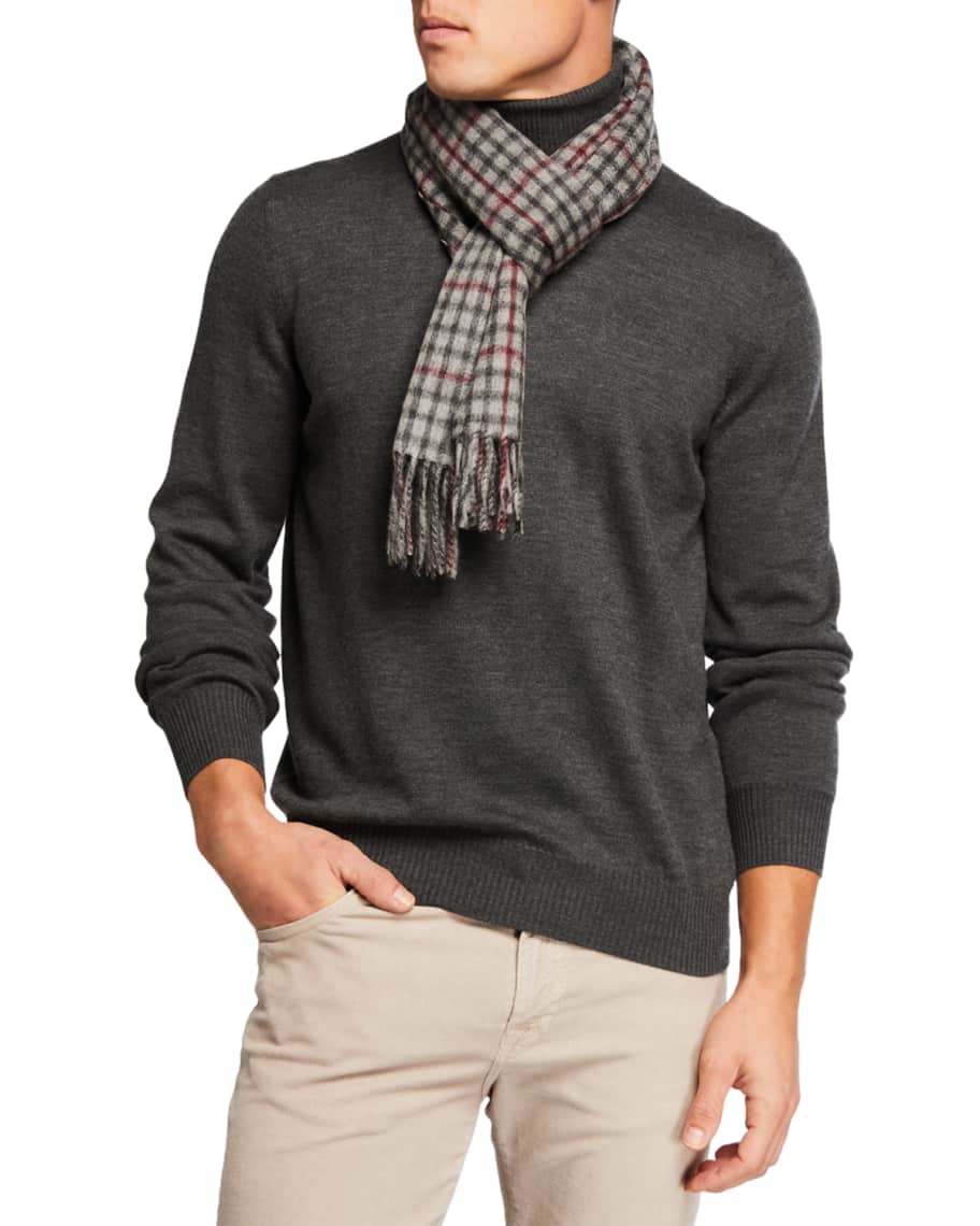 Neiman Marcus Men's Cashmere SmallCheck Scarf Neiman Marcus