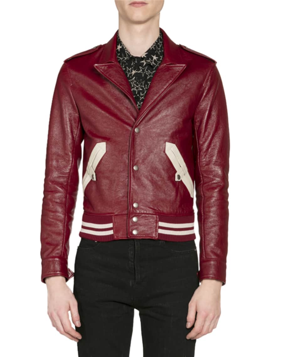 Saint Laurent Men s Teddy Western Leather Jacket Neiman Marcus