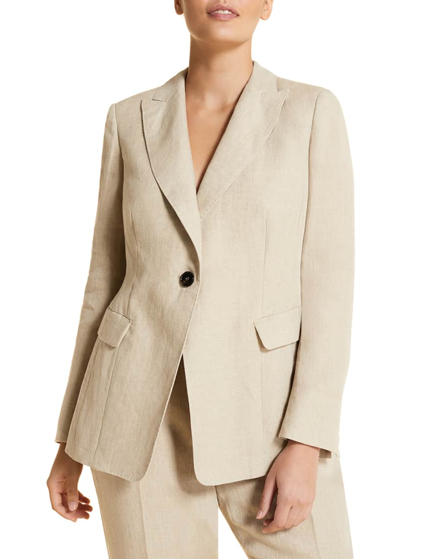 Marina Rinaldi Plus Size Castano One-Button Cutaway Jacket | Neiman Marcus