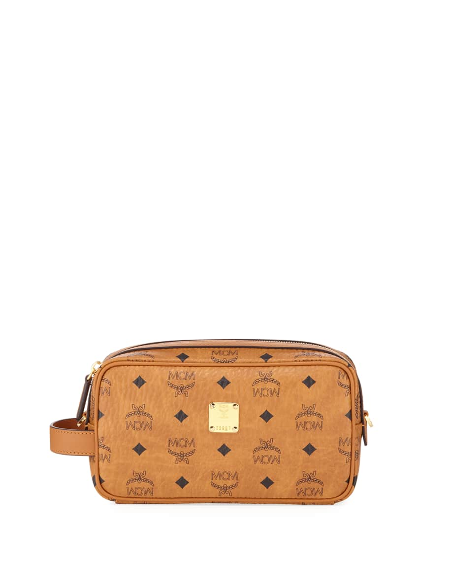 MCM Men's Visetos Logo-Print Dopp Kit | Neiman Marcus