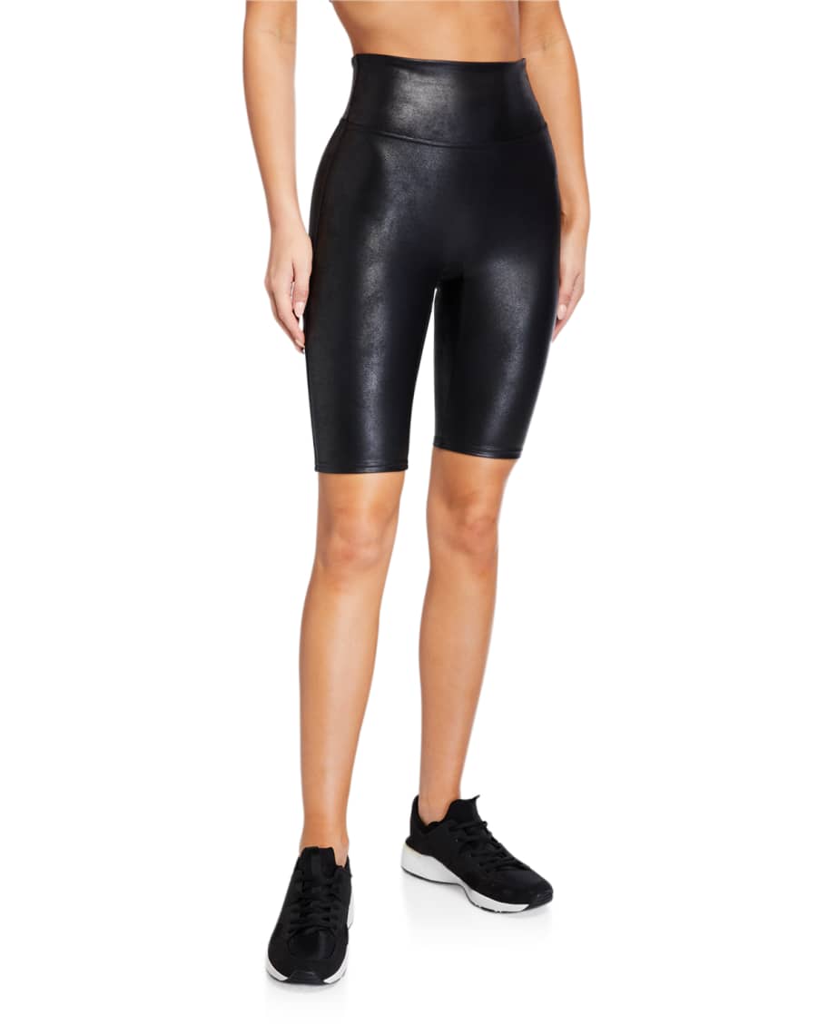 Spanx Faux-Leather Camo Bike Shorts | Neiman Marcus