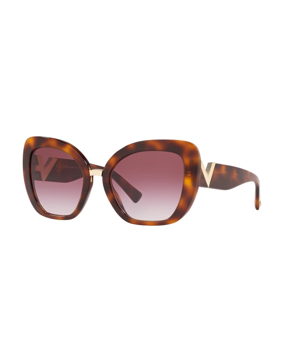 Valentino Garavani V-Temple Acetate Butterfly Sunglasses | Neiman Marcus