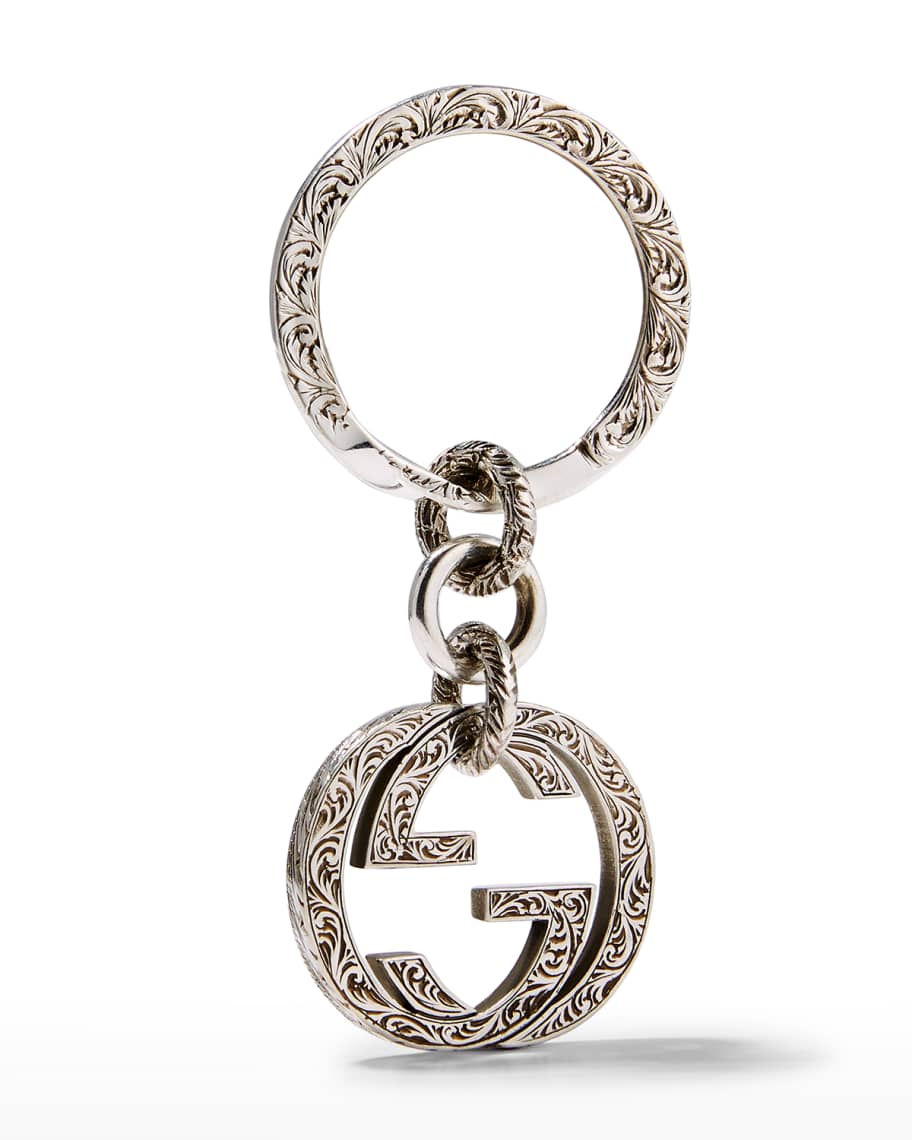 Gucci Men's Interlocking G-Logo Sterling Silver Key Ring | Neiman Marcus