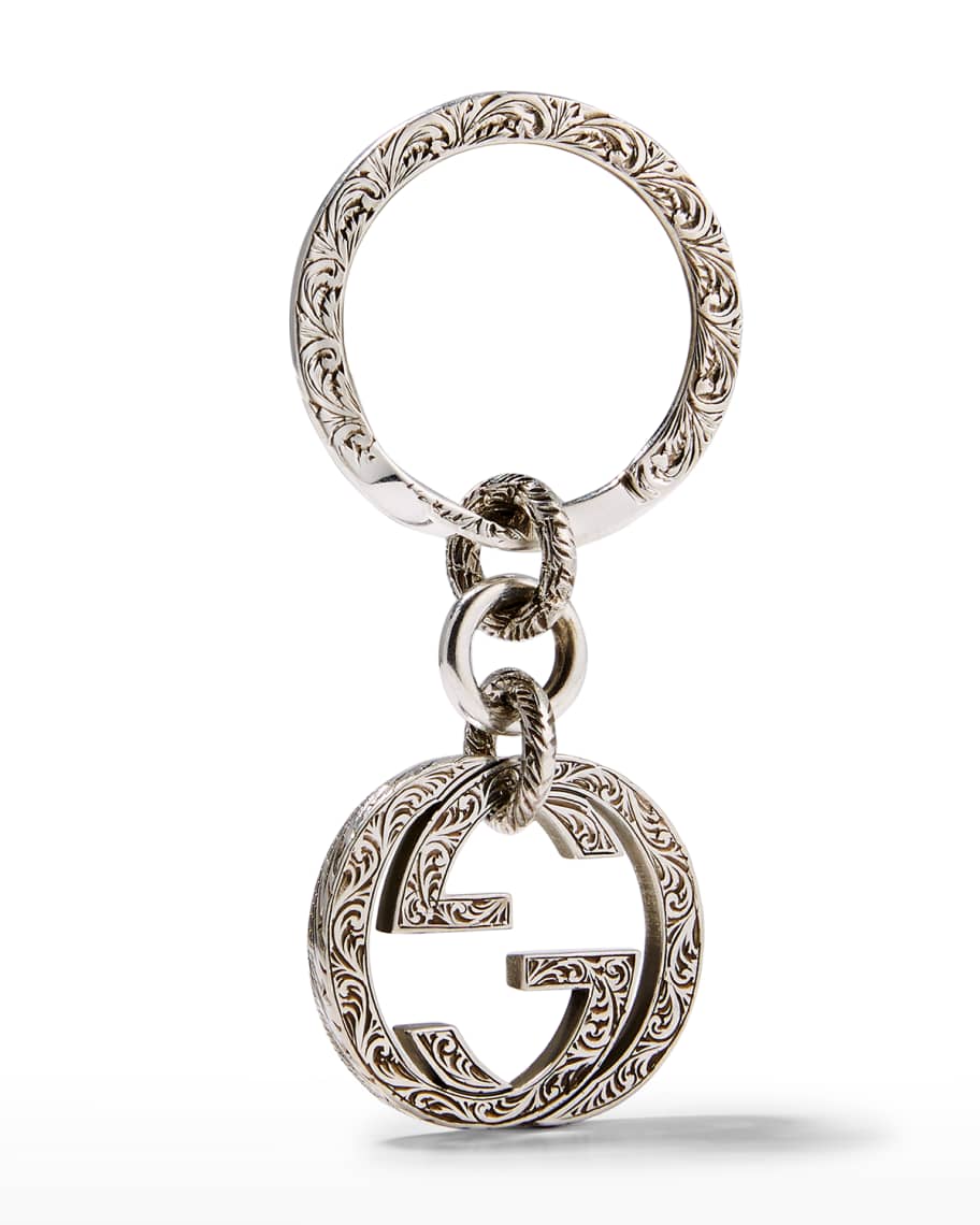 Gucci Men's Interlocking GLogo Sterling Silver Key Ring Neiman Marcus