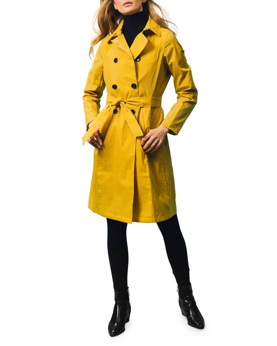 Jane Post Crinkle Trench Coat w/ Hood | Neiman Marcus