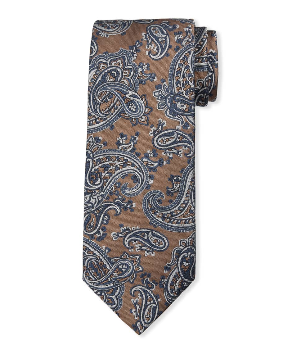 Brioni Men's Woven Paisley Silk Tie | Neiman Marcus