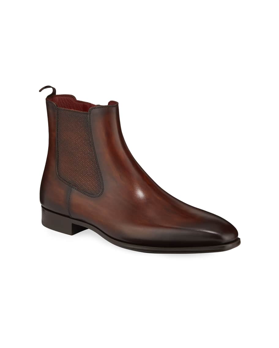 Magnanni Men's Side-Zip Leather Ankle Boots | Neiman Marcus
