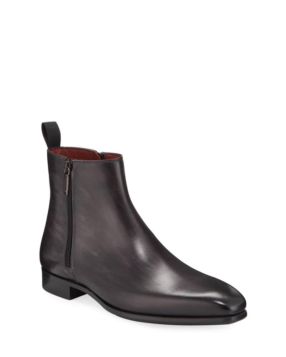 Magnanni Men's Double-Zip Leather Ankle Boots | Neiman Marcus