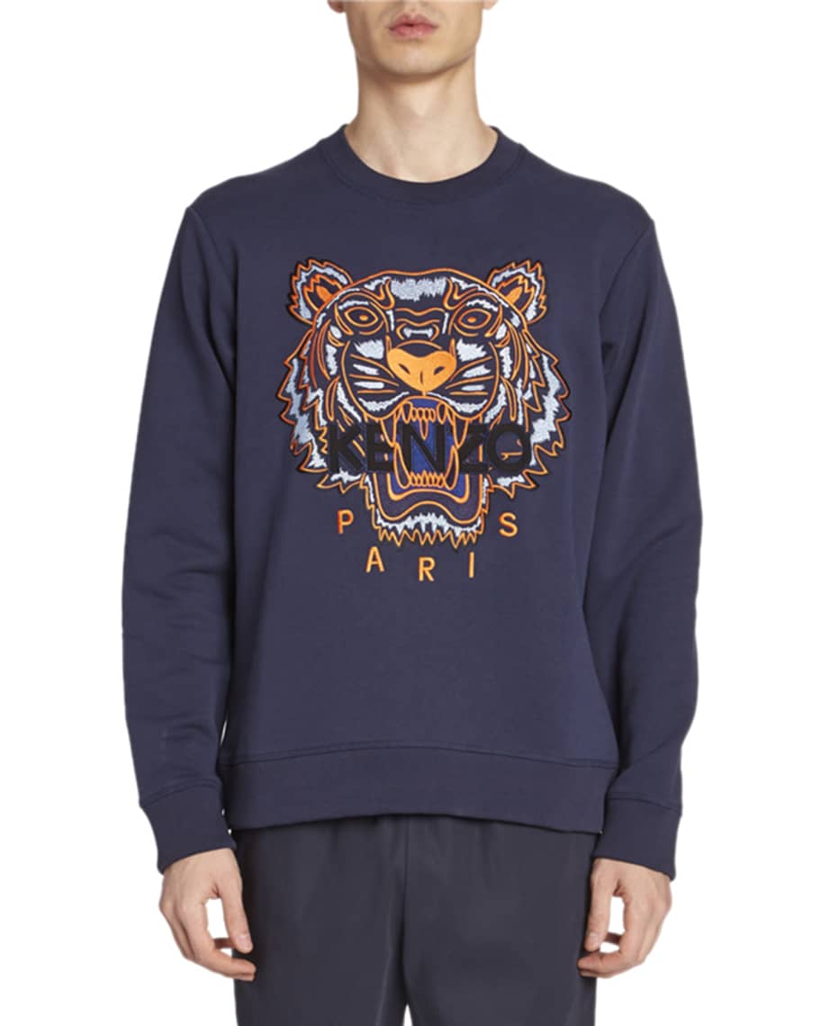 Kenzo Men's Tiger-Embroidered Sweatshirt | Neiman Marcus