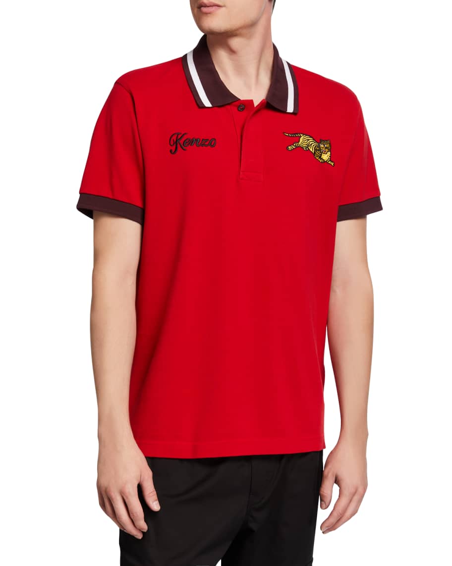 Kenzo Men s Jumping Tiger Polo Shirt with Contrast Detail Neiman