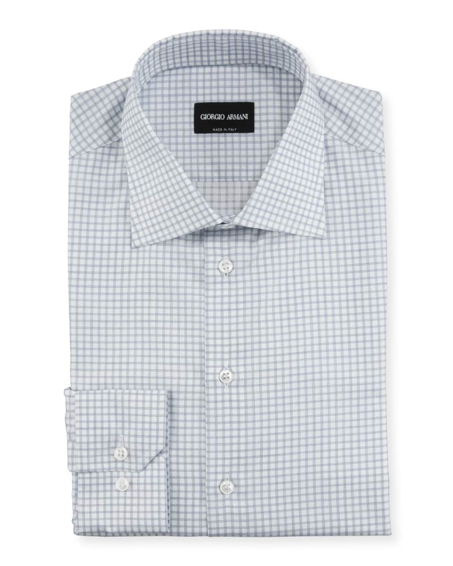 Giorgio Armani Men's Check Dress Shirt | Neiman Marcus