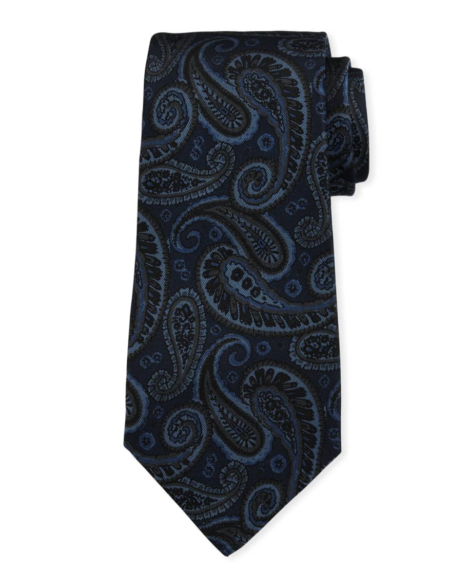 Kiton Men's Tonal Paisley Silk Tie | Neiman Marcus
