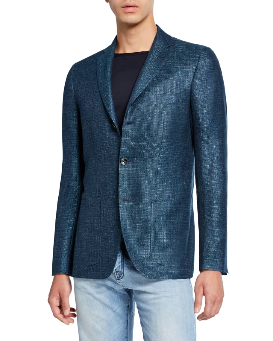 Kiton Men's Textured Cashmere-Blend Three-Button Jacket | Neiman Marcus