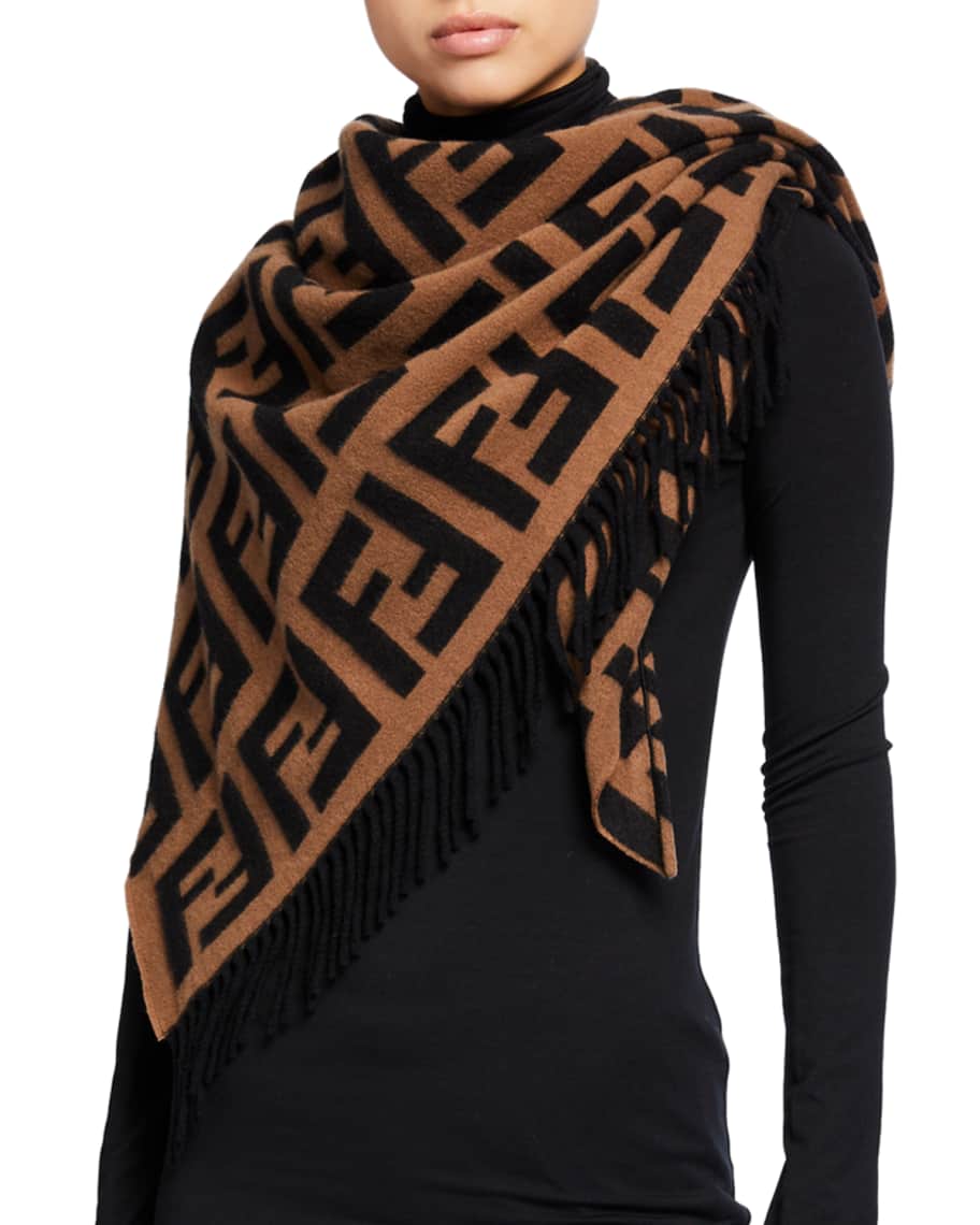 Fendi FF Triangle Fringe Scarf Neiman Marcus