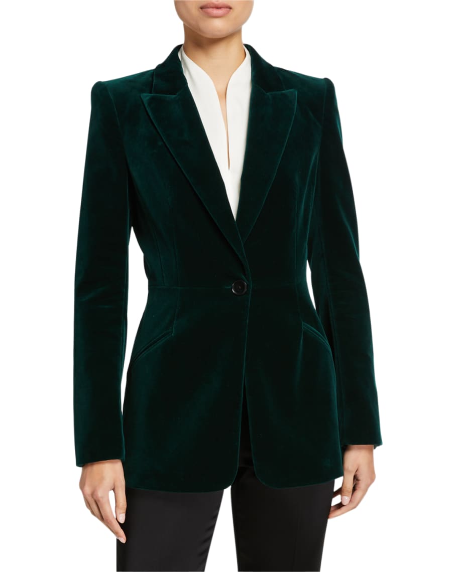 Elie Tahari Madison One Button Velvet Jacket Neiman Marcus