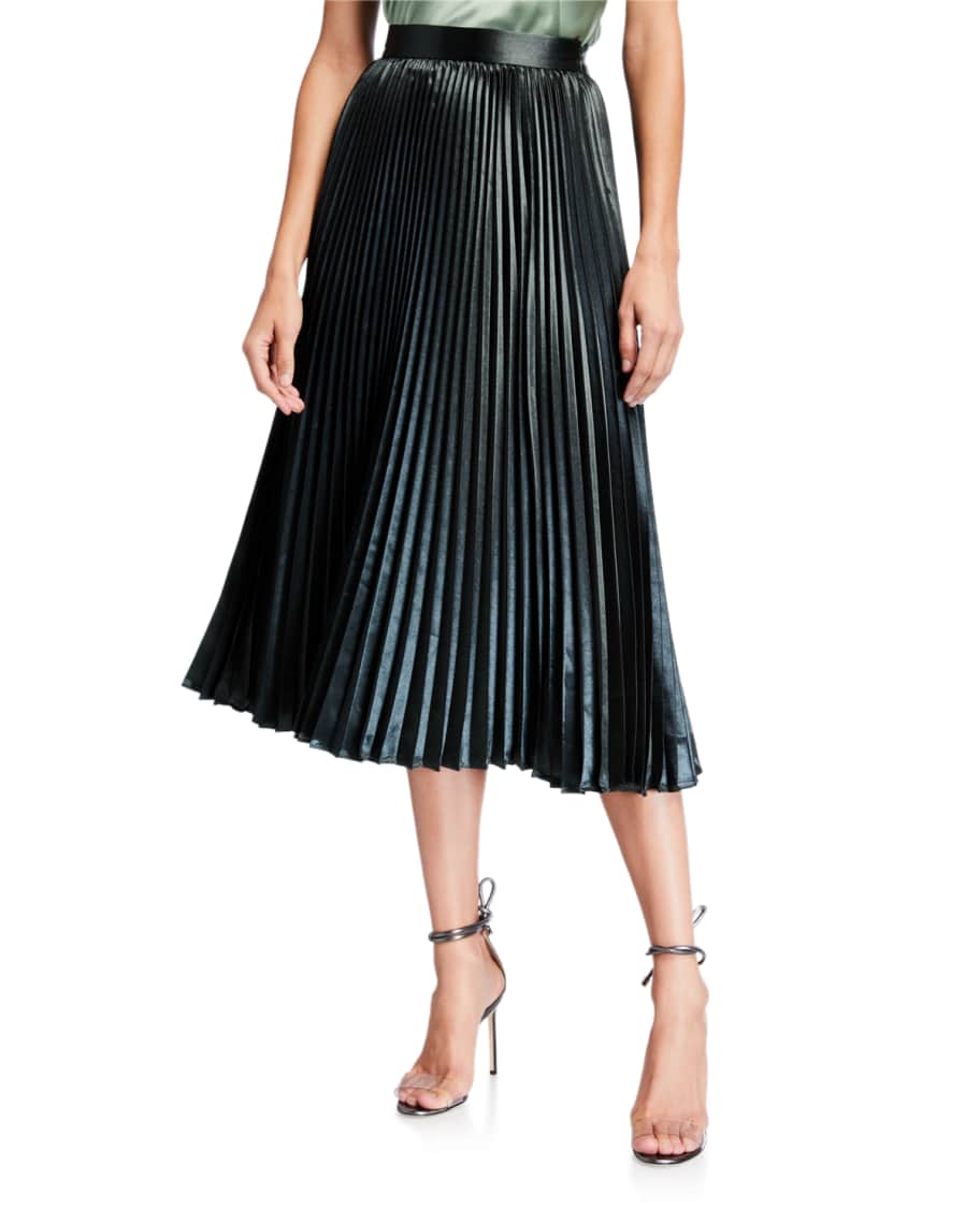 Elie Tahari Sue Pleated A-Line Midi Skirt | Neiman Marcus