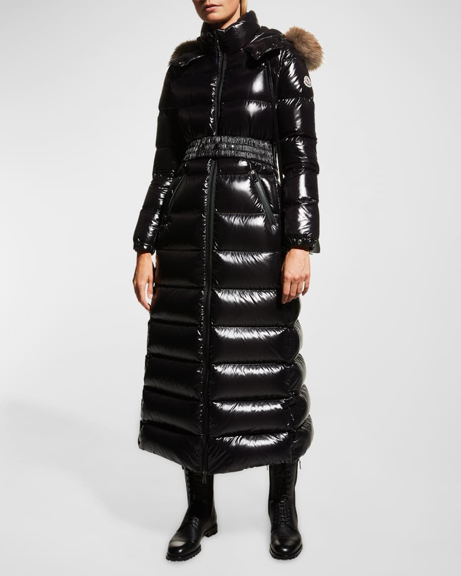 Moncler Hudson Long Puffer Coat with Fur Hood | Neiman Marcus