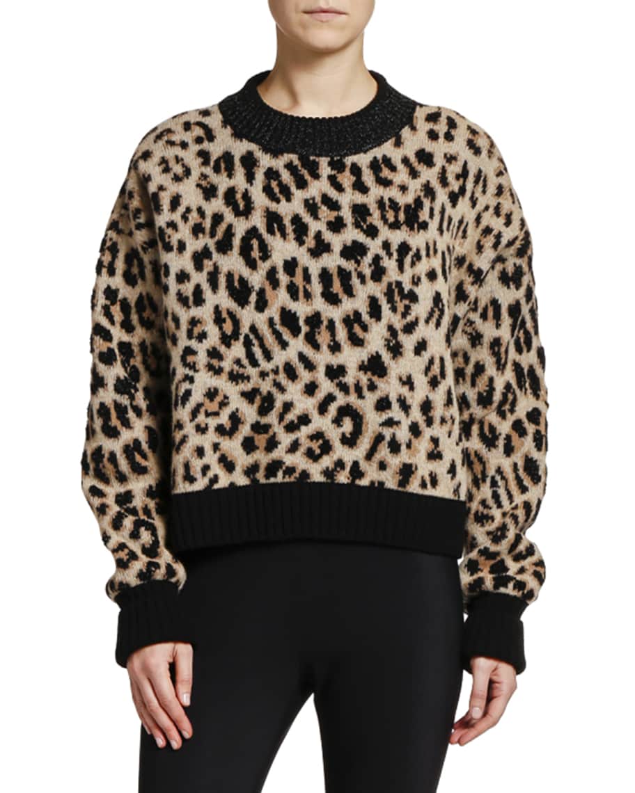 Moncler Wool Cashmere Leopard Knit Sweater Neiman Marcus