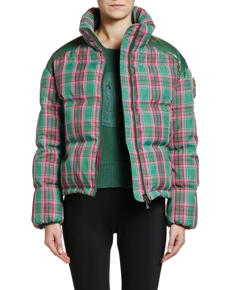 Moncler chou plaid puffer jacket clearance