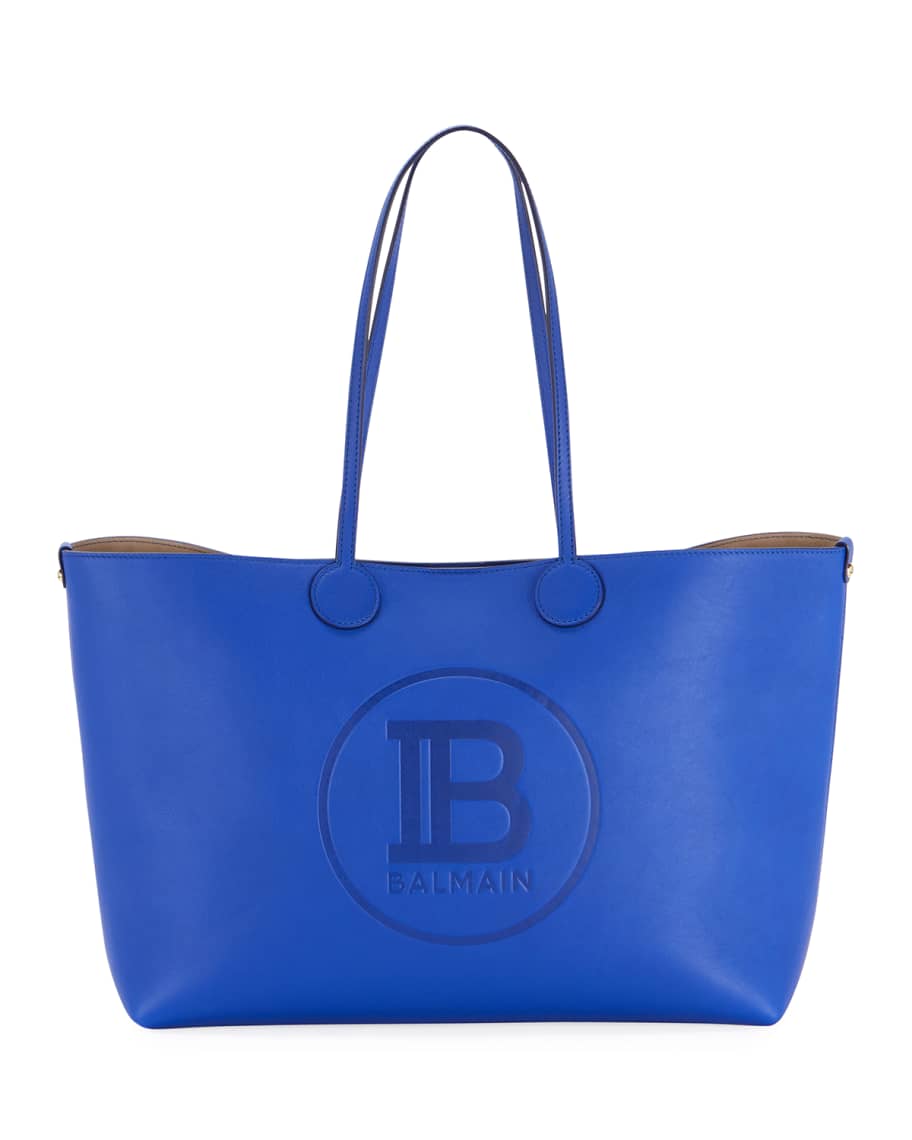 Balmain Small Calfskin Leather Shopping Tote Bag | Neiman Marcus