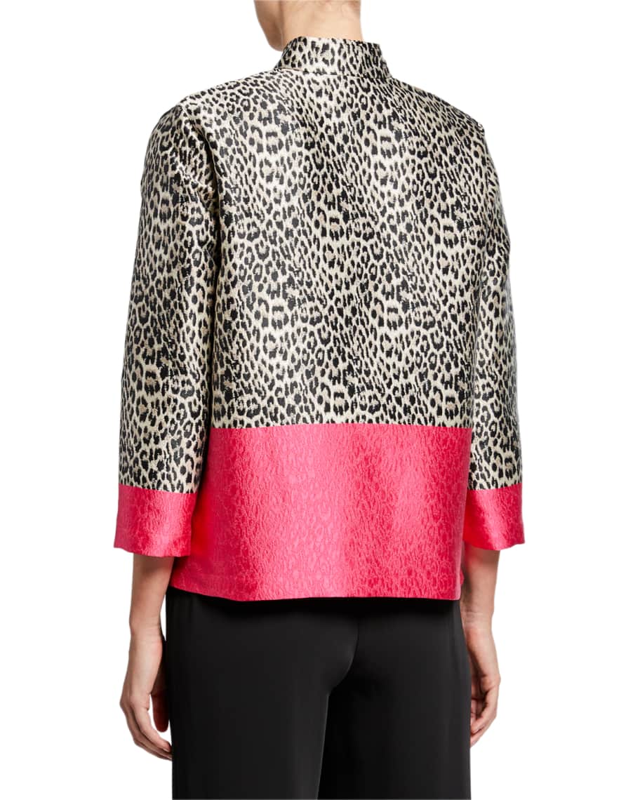 Caroline Rose Plus Size Pink Panther Button-Front Jacquard Boxy Jacket ...