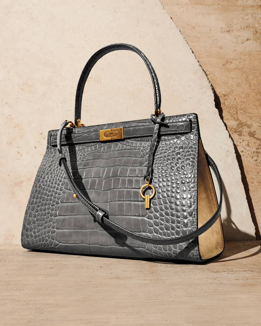 Tory Burch Lee Radziwill Large Embossed Satchel Bag Neiman Marcus