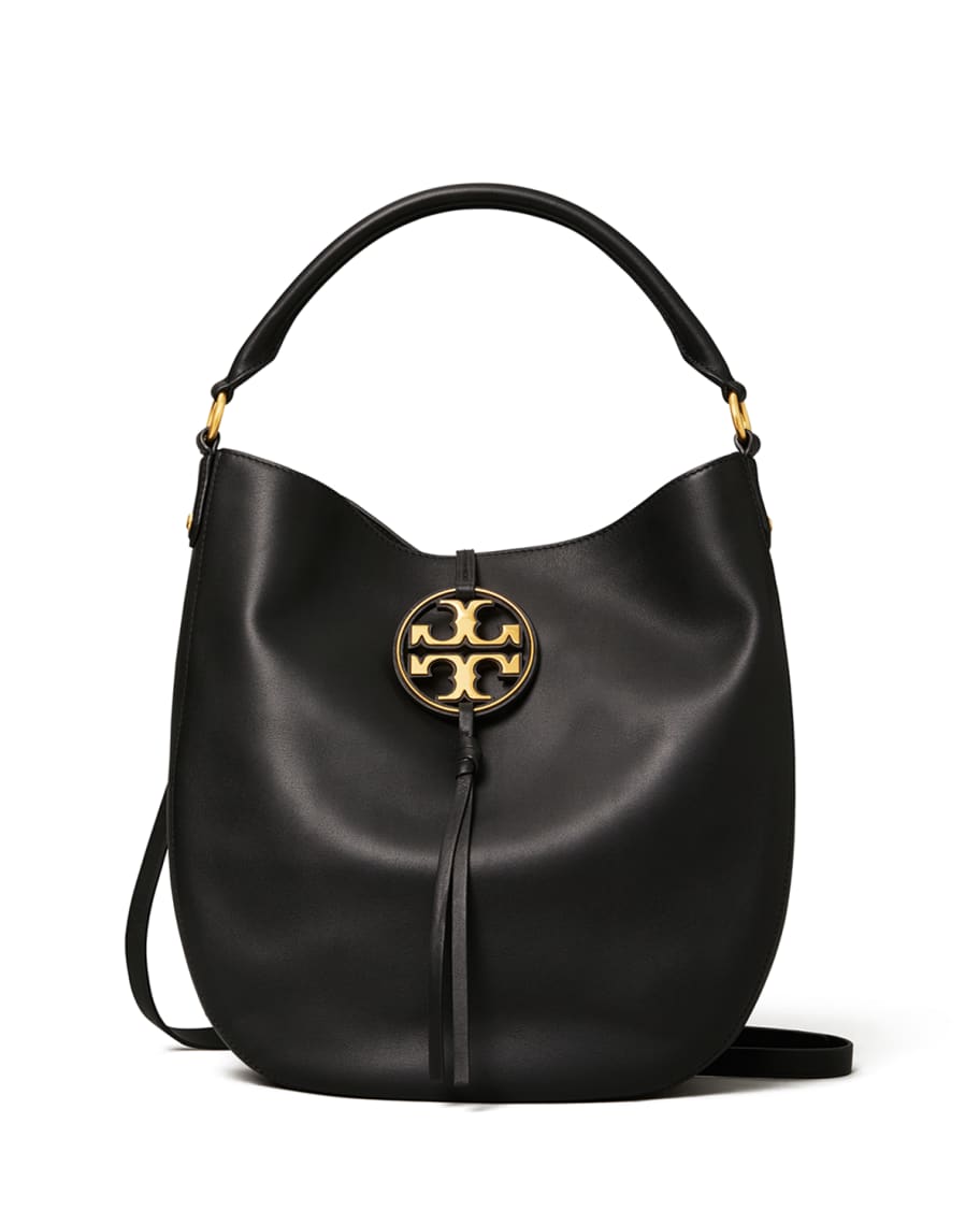 TORY BURCH: Miller bag in grained leather with logo - Black