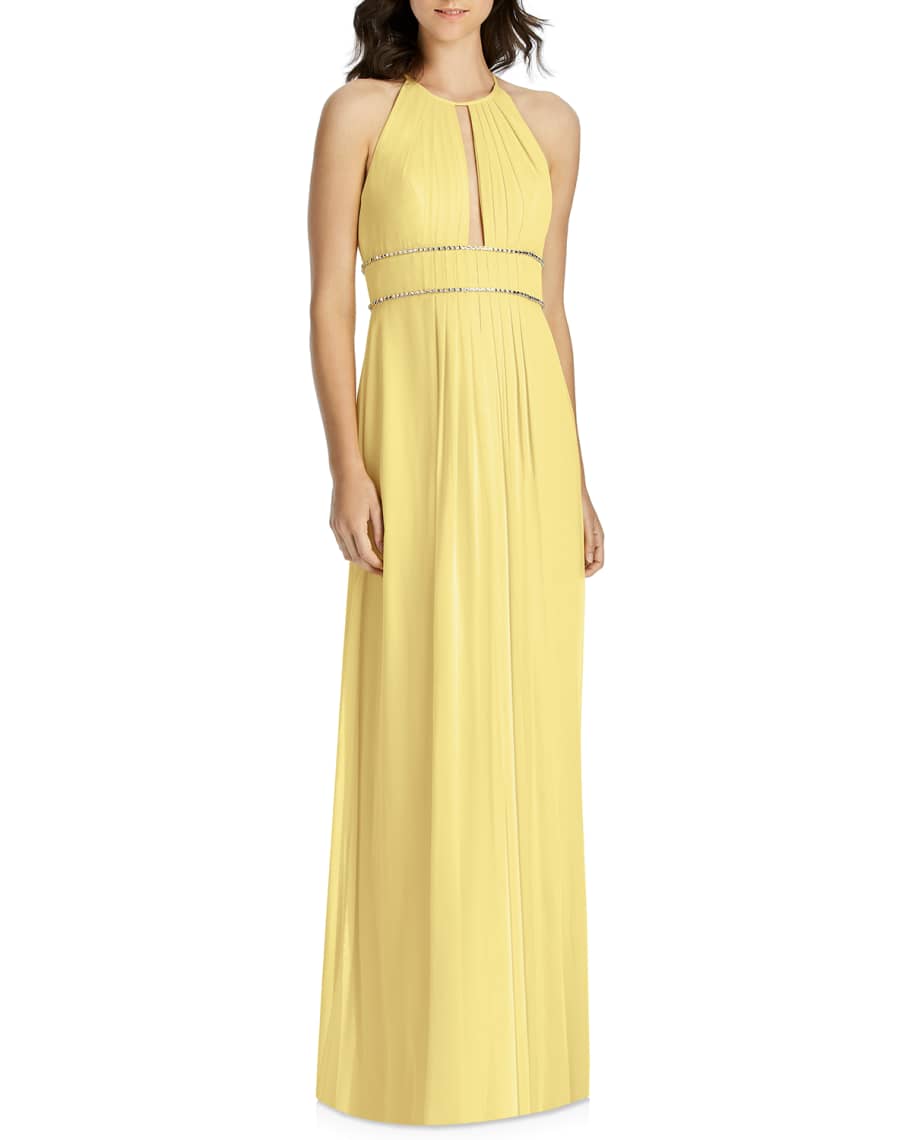 Jenny Packham Lux Chiffon Halter Bridesmaid Gown with Beaded Trim ...