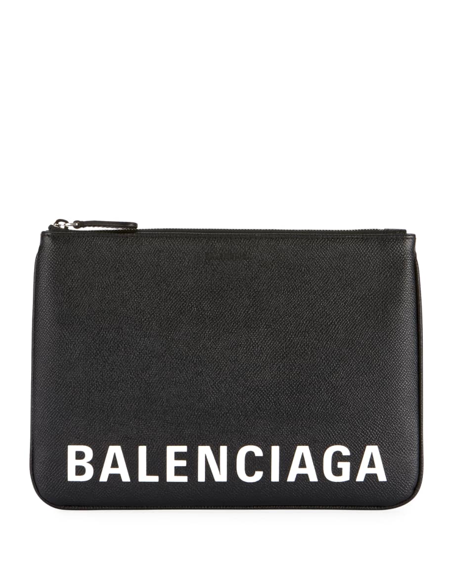 Balenciaga Men's Ville Leather Logo Pouch Bag | Neiman Marcus
