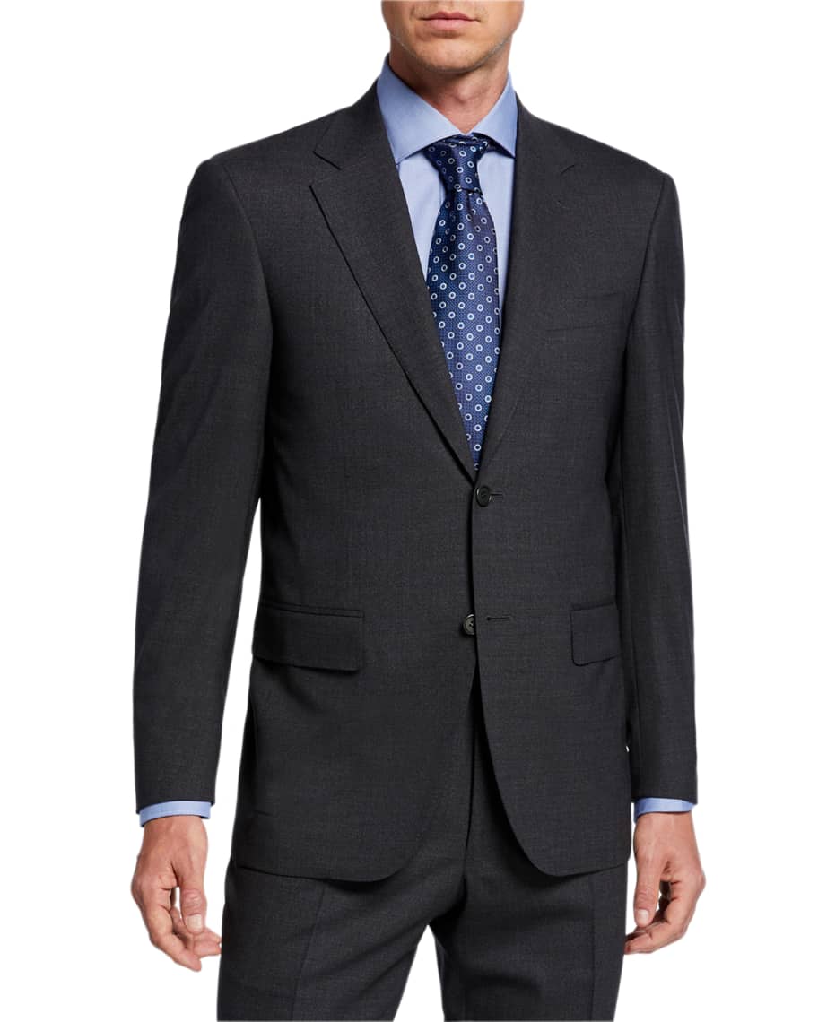 Canali Men's Solid StretchWool TwoPiece Suit Neiman Marcus