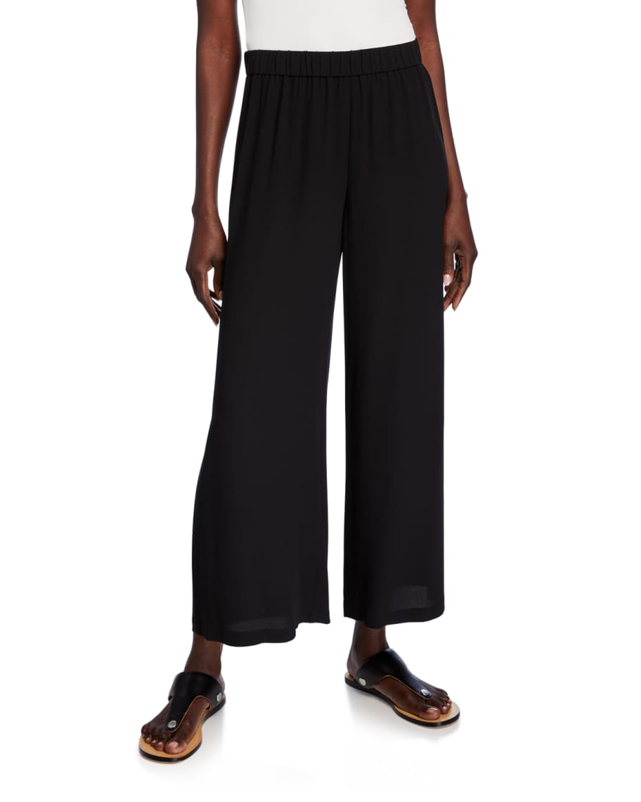 Eileen Fisher Silk Crepe Pull-On Ankle Pants | Neiman Marcus
