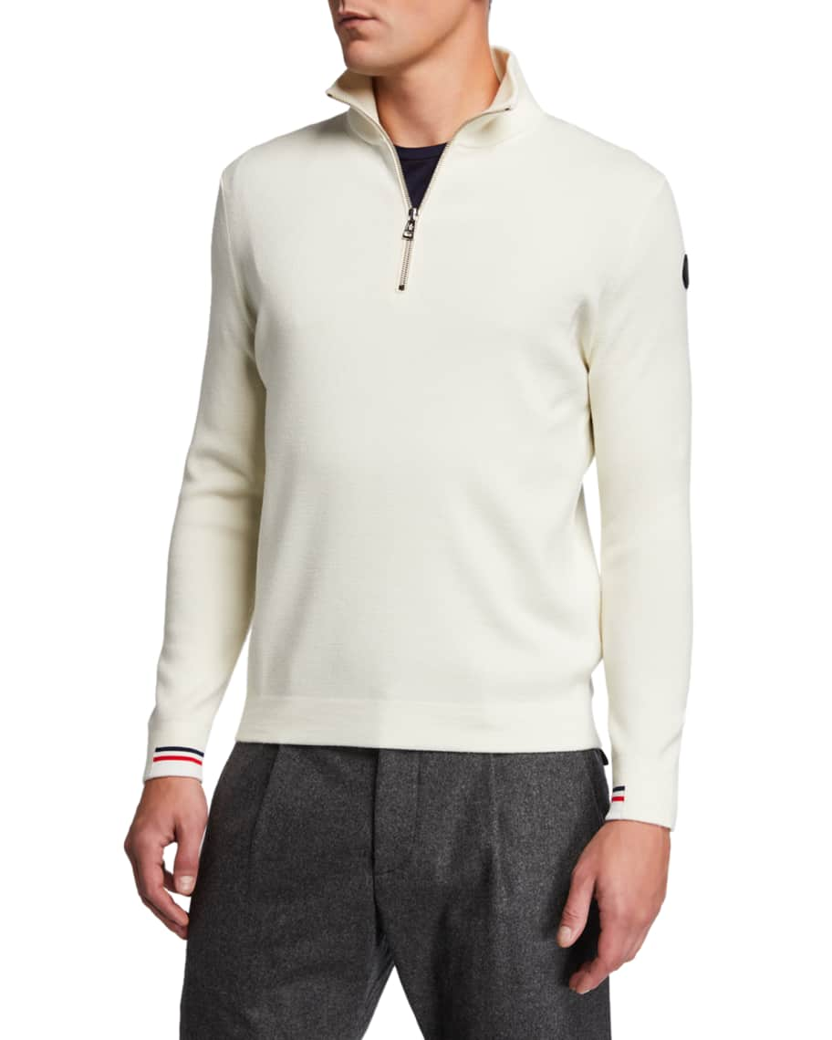 Moncler Men's Quarter-Zip Wool Sweater | Neiman Marcus