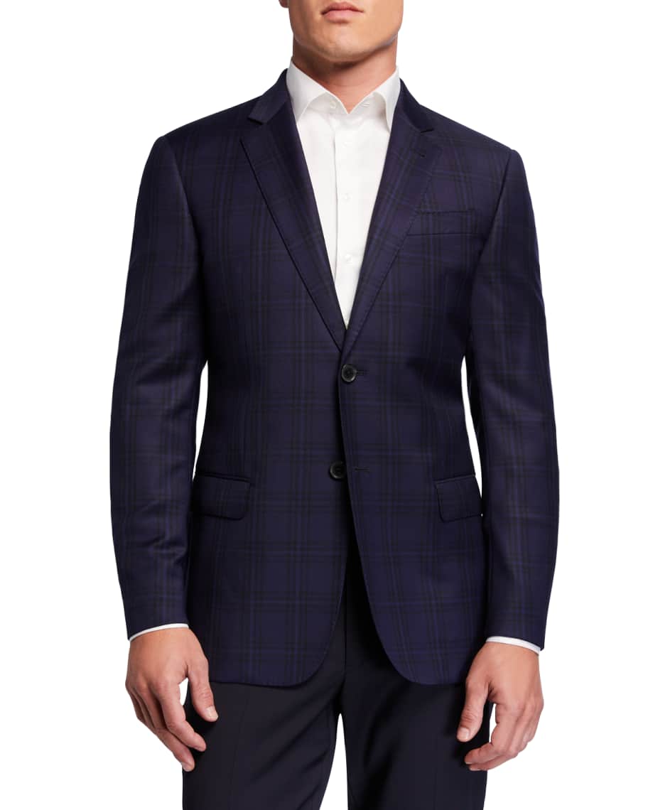 Emporio Armani Men's G-Line Virgin Wool Plaid Sport Jacket | Neiman Marcus