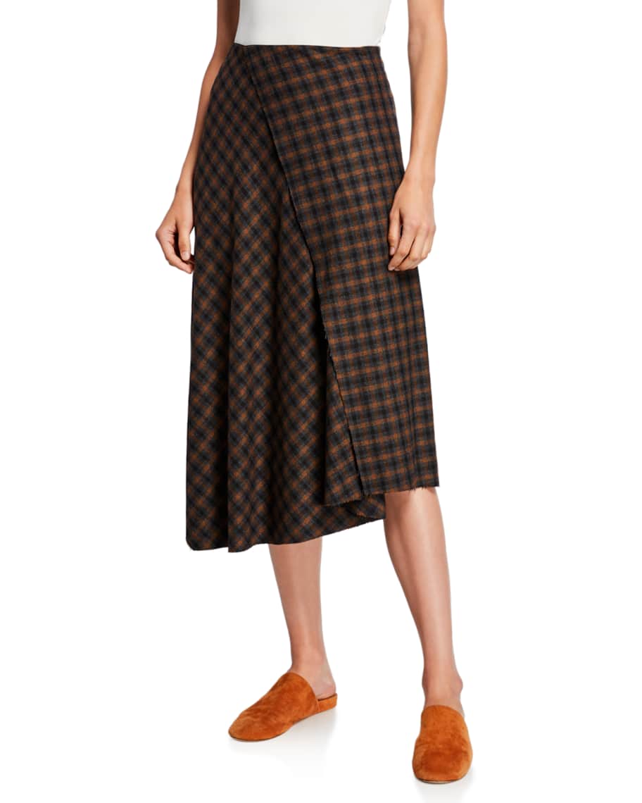 Vince check plaid wool skirt top