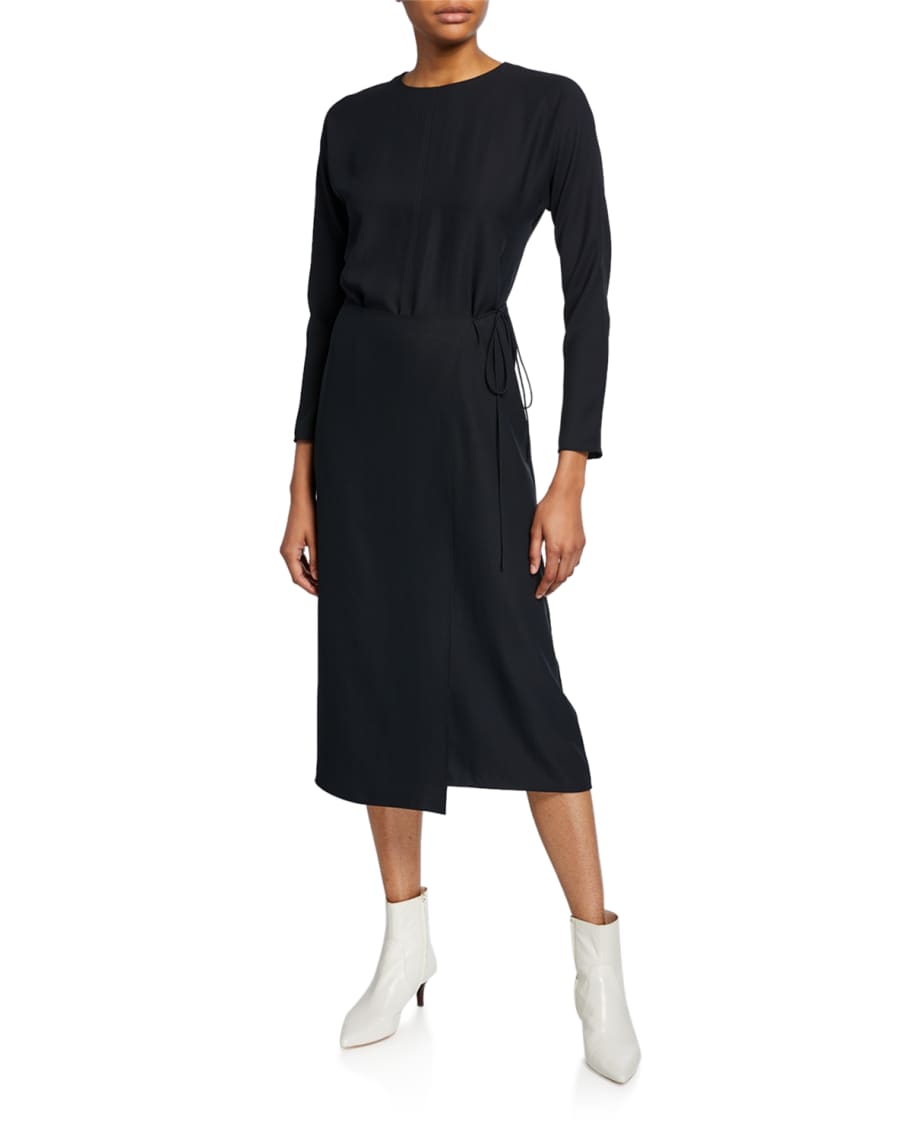 white midi long sleeve dress Do Long White CORSET PLEATED FLAP MIDI DRESS main image 0