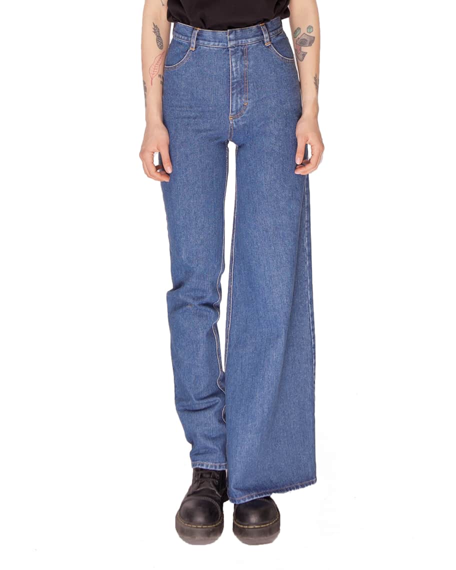 Image 1 of 4: Asymmetric Skinny & Wide-Leg Jeans