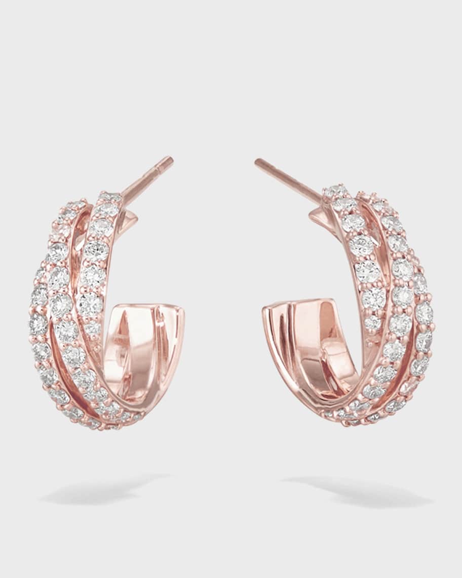 LANA Triple Crossover 14k Rose Gold Diamond Hoop Earrings, 15mm ...
