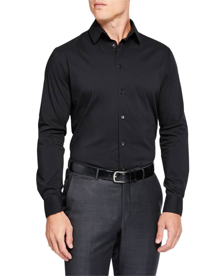 Giorgio Armani Men's Solid Long-Sleeve Sport Shirt | Neiman Marcus