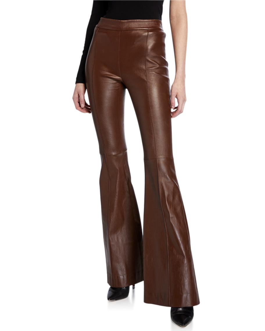 Rosetta Getty Pintucked Leather Pants 