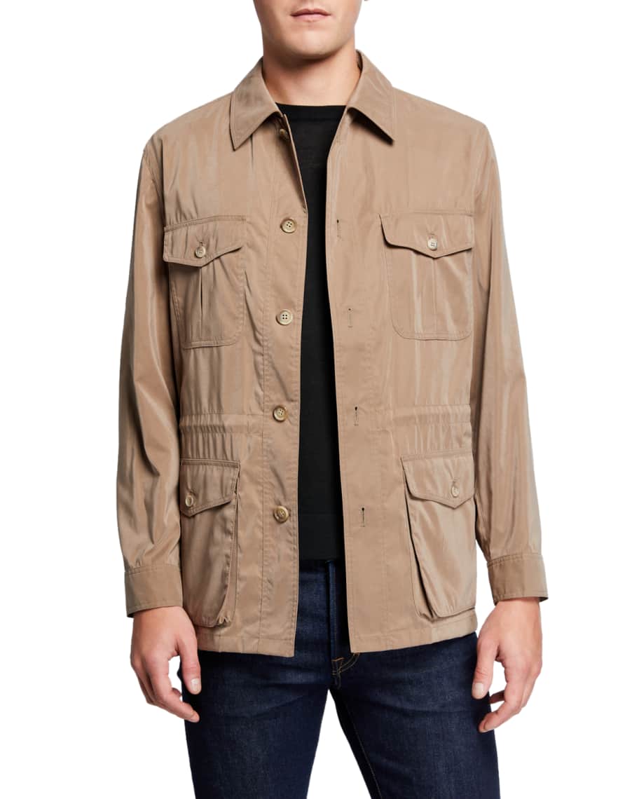 Neiman Marcus Men's Belseta Button-Front Field Jacket | Neiman Marcus