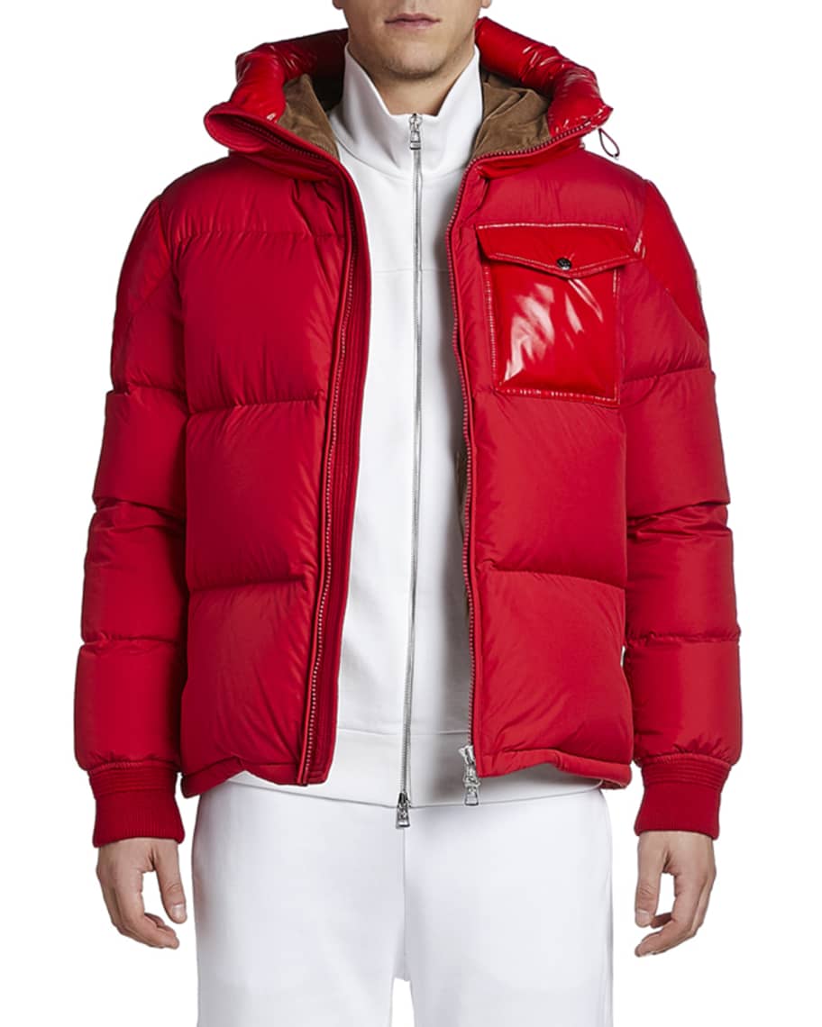 Moncler Men's Eloy Laque Accent Puffer Coat | Neiman Marcus