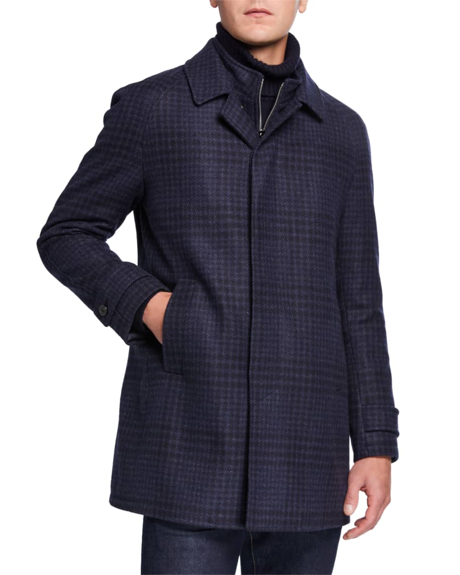 Corneliani Men's Plaid WoolBlend Raglan Topcoat Neiman Marcus