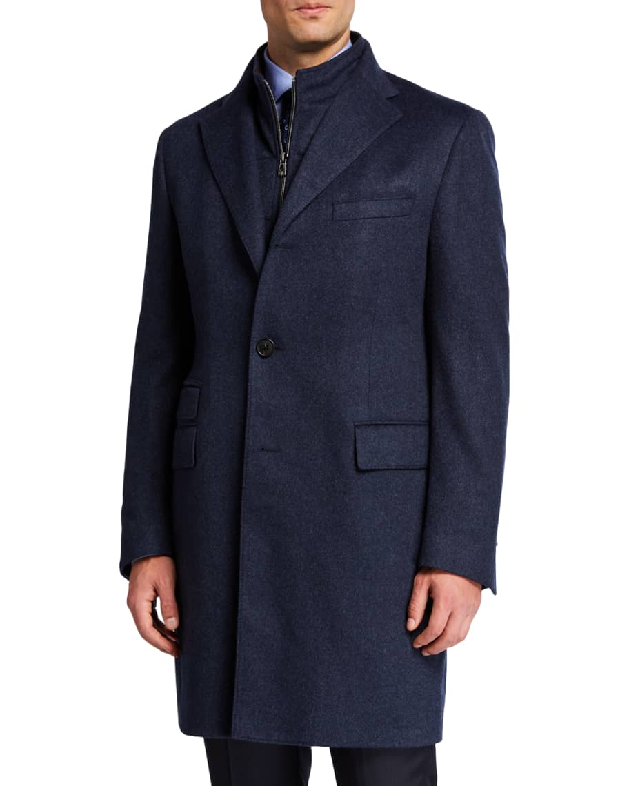 Corneliani Men's Cashmere Top Coat w/ Removable Dickey | Neiman Marcus