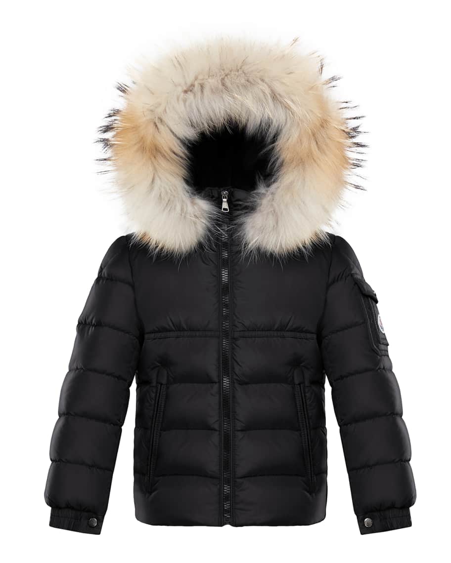 Moncler Boy's New Byron Hooded Jacket w/ Fox Fur Trim, Size 8-14