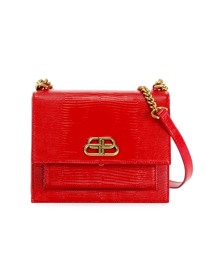 Balenciaga Sharp Small Lizard-Embossed Shoulder Bag | Neiman Marcus