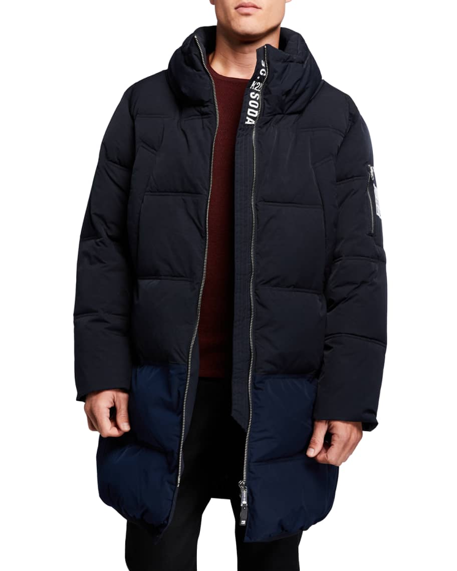 Scotch & Soda Men's Long Quilted Jacket | Neiman Marcus