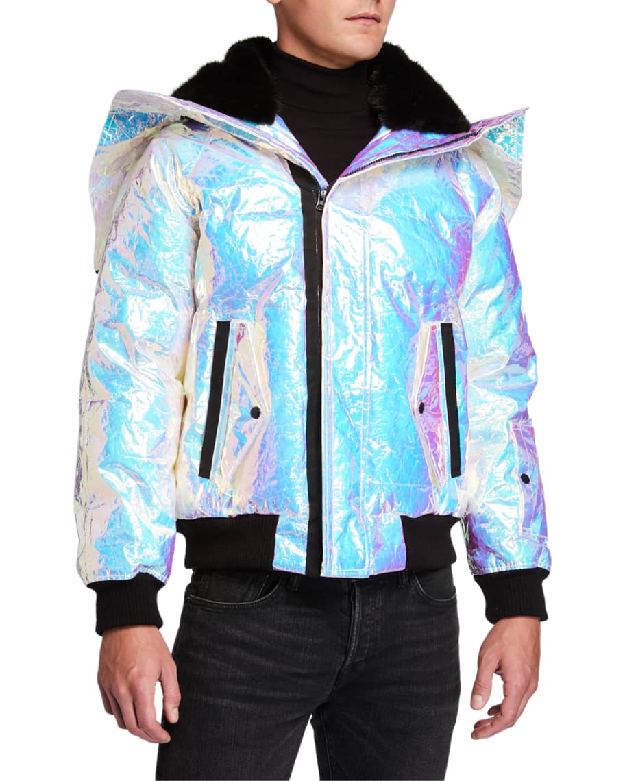 Holographic bubble coat mens discount