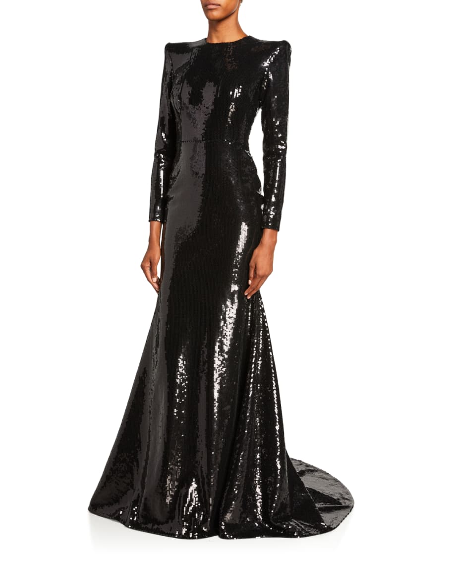 Alex Perry Felix Sequined Long-Sleeve Gown | Neiman Marcus