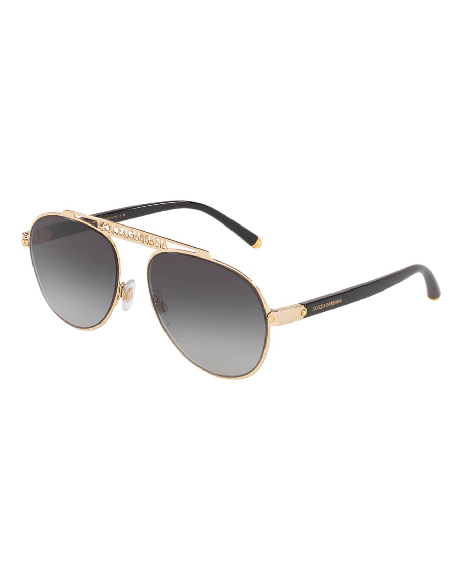 Dolce & Gabbana Men's Logo Brow Bar Metal Aviator Sunglasses | Neiman ...
